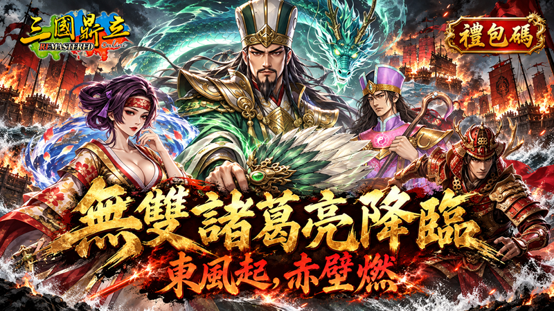 臥龍降臨，赤壁開戰！這次三國真的要變天了！｜三國鼎立Online Remastered｜專屬禮包碼｜無雙諸葛亮全新登場、